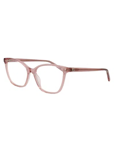 Gucci Pink-pink-transparent Recycled Acetate Glasses In Gold