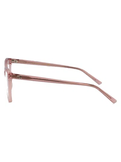 Gucci Pink-pink-transparent Recycled Acetate Glasses In Gold