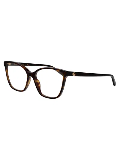 Gucci Havana-havana-transparent Recycled Acetate Glasses In Transparent