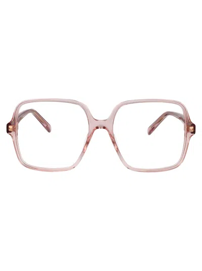 Gucci Pink-pink-transparent Recycled Acetate Glasses In Gold