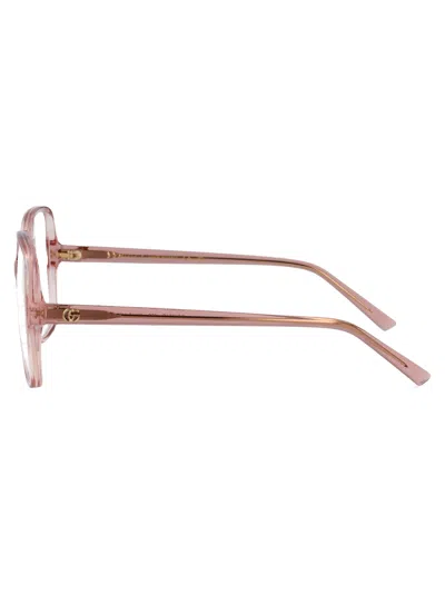 Gucci Pink-pink-transparent Recycled Acetate Glasses In Gold
