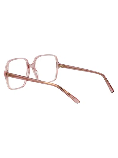 Gucci Pink-pink-transparent Recycled Acetate Glasses In Gold