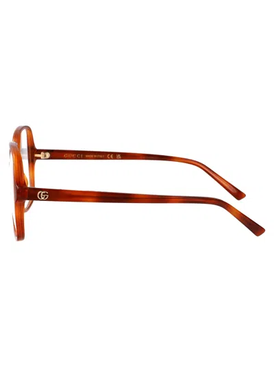 Gucci Havana-havana-transparent Recycled Acetate Glasses In Red