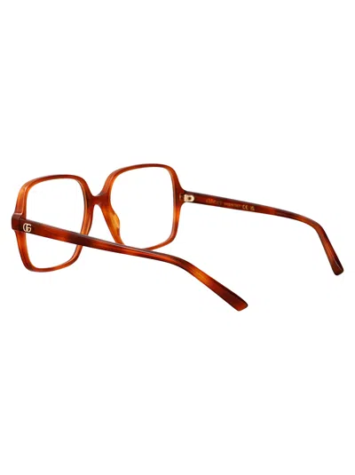 Gucci Havana-havana-transparent Recycled Acetate Glasses In Red