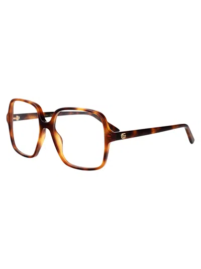 Gucci Havana-havana-transparent Recycled Acetate Glasses In Multi