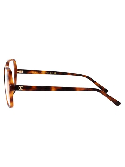 Gucci Havana-havana-transparent Recycled Acetate Glasses In Multi