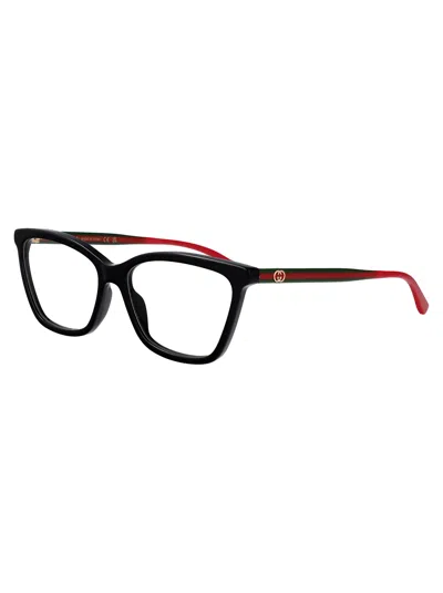 Gucci Havana-green-transparent Recycled Acetate Glasses In Multi