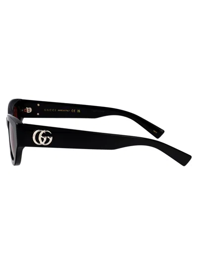 Gucci Black-black-red Recycled Acetate Sunglasses In Black