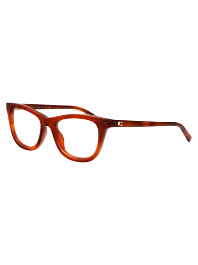 Gucci Havana-havana-transparent Recycled Acetate Glasses In Brown