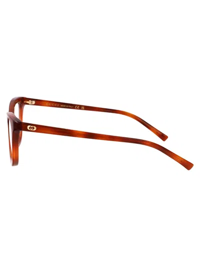 Gucci Havana-havana-transparent Recycled Acetate Glasses In Brown