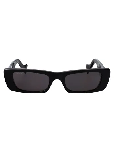 Gucci Black-black-grey Recycled Acetate Sunglasses In Black