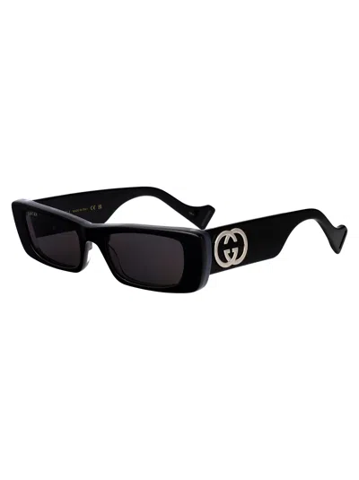 Gucci Black-black-grey Recycled Acetate Sunglasses In Black