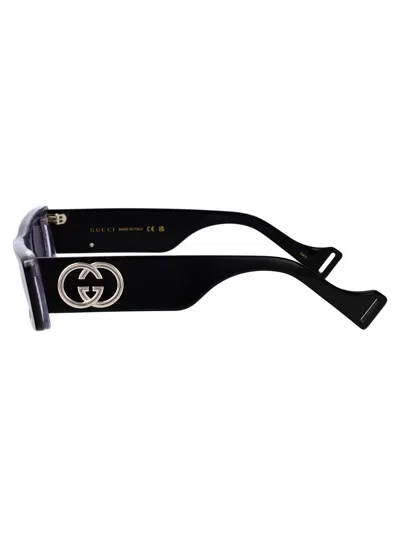 Gucci Black-black-grey Recycled Acetate Sunglasses In Black