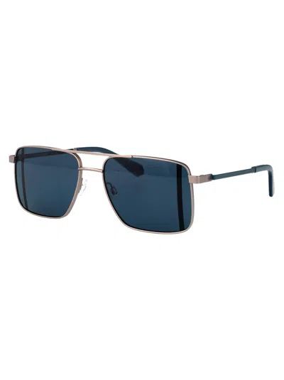 Calvin Klein Jeans Est.1978 Calvin Klein Jeans Matte Light Ruthenium Metal Sunglasses In Gray