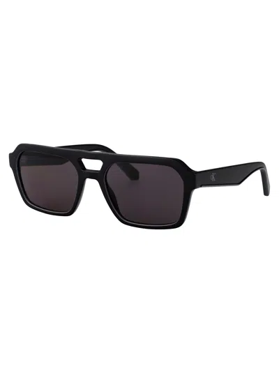 Calvin Klein Jeans Est.1978 Calvin Klein Jeans Matte Black Acetate Sunglasses In Black