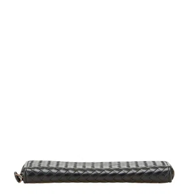 Pre-owned Bottega Veneta Intrecciato Black Intrecciato Long Wallet (bi-fold) ()