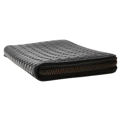 Pre-owned Bottega Veneta Intrecciato Black Intrecciato Long Wallet (bi-fold) ()