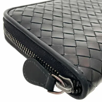 Pre-owned Bottega Veneta Intrecciato Black Leather Long Wallet (bi-fold) ()
