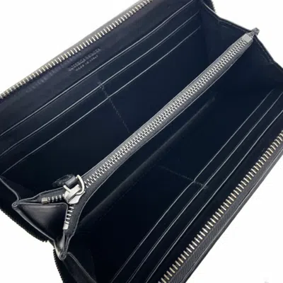 Pre-owned Bottega Veneta Intrecciato Black Leather Long Wallet (bi-fold) ()