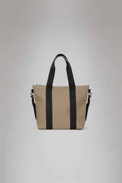 Rains Mini Faux Leather Tote Bag In Brown