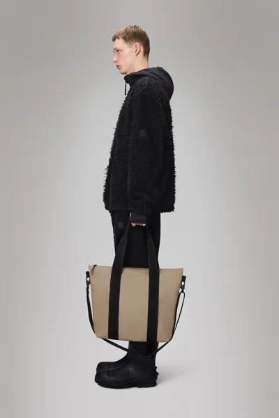 Rains Mini Faux Leather Tote Bag In Brown