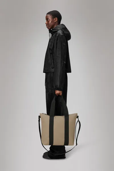 Rains Mini Faux Leather Tote Bag In Brown