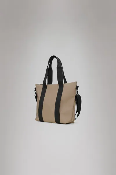 Rains Mini Faux Leather Tote Bag In Brown
