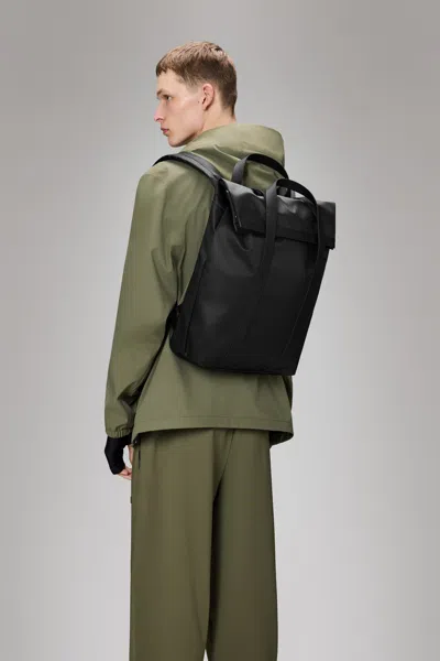 Rains Womens Black Rolltop 16' Shell Rucksack In Black
