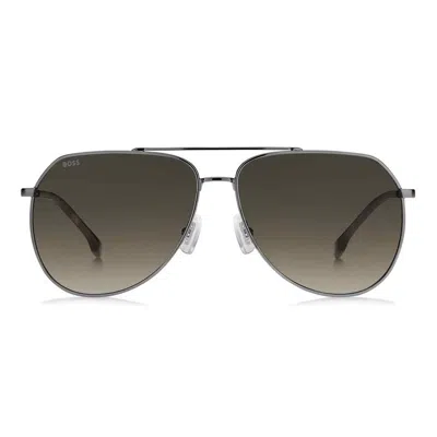 Hugo Boss Brown Antireflex Pilot Men's Sunglasses Boss 1447/o/s 0kj1/86 61 In Multi