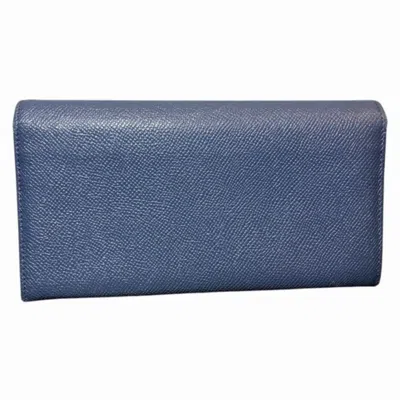 Pre-owned Bvlgari Blue Leather Long Wallet (tri-fold) ()