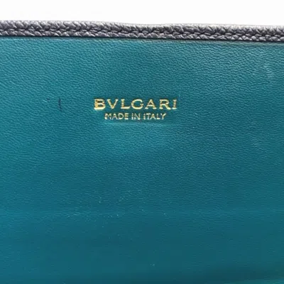 Pre-owned Bvlgari Blue Leather Long Wallet (tri-fold) ()