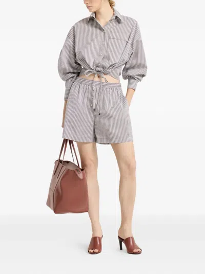 Brunello Cucinelli Pyjama-style Shorts With Monili In Gray