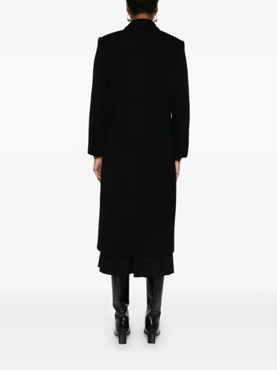 Sandro Wool-blend Double-breasted Coat In Black