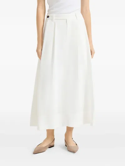 Brunello Cucinelli Twill Sartorial Skirt With Monili In Multi