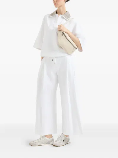 Brunello Cucinelli Sparkling Knit-collar T-shirt In Animal Print