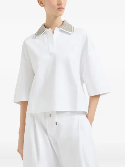 Brunello Cucinelli Sparkling Knit-collar T-shirt In Animal Print