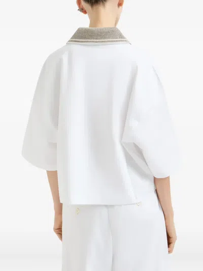 Brunello Cucinelli Sparkling Knit-collar T-shirt In Animal Print