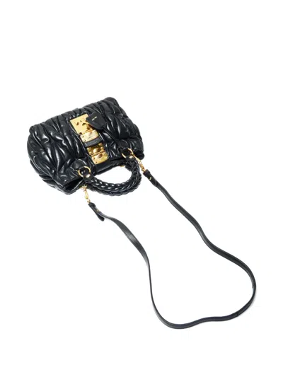 Pre-owned Miu Miu 2010s Matelassé Braided-handle Tote Bag In Black