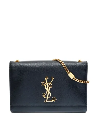 Pre-owned Saint Laurent 2016 Kate Star Logo Chain Shoulder Bag In Black