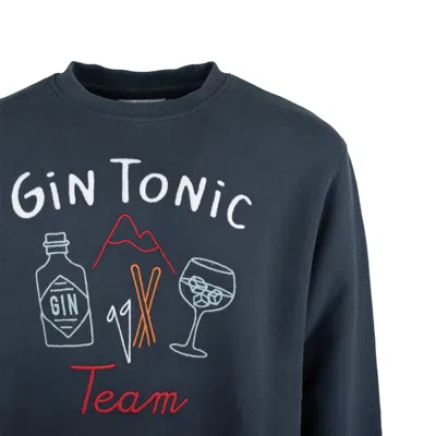 Mc2 Saint Barth Blue Soho Sweatshirt With Gin Tonic Team Embroidery In Blue