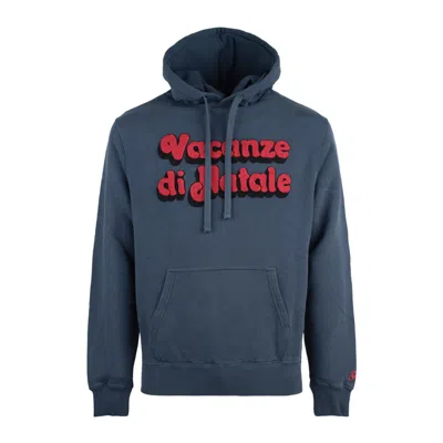 Mc2 Saint Barth Plaid Lettering Hoodie In Blue