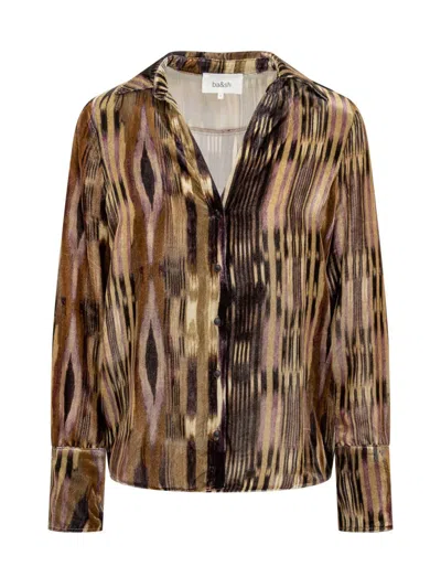 Ba&sh Velvet Shirt With Geometric Print In Multi