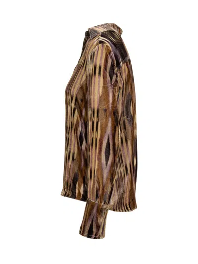 Ba&sh Velvet Shirt With Geometric Print In Multi