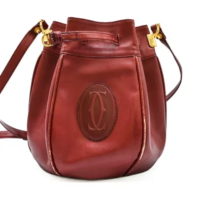 Pre-owned Cartier Bordeaux Red Color Leather Shoulder Bag () In Burgundy