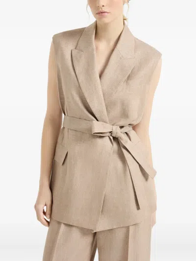 Brunello Cucinelli Belted Jacket In Neutral