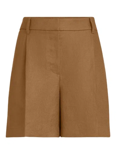 Brunello Cucinelli Pleated Linen-twill Shorts In Brown