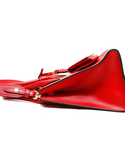 Pre-owned Prada 2020-2025 Embossed Monochrome Bag In Red