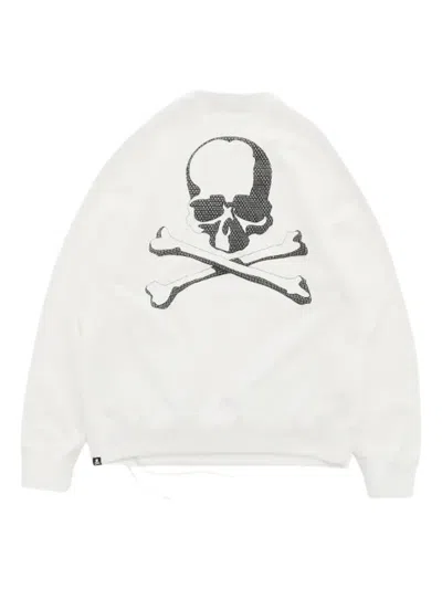 Mastermind Japan Skull-print Drawstring-hem Sweatshirt In White