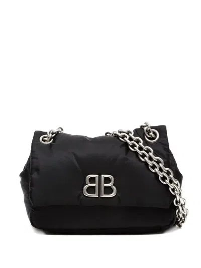 Pre-owned Balenciaga 2020-2025 Chain Logo Shoulder Bag In Black