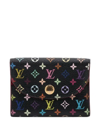 Pre-owned Louis Vuitton 2009 Monogram-print Envelope Card Case In Black